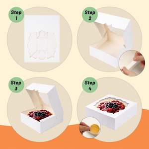 Cajas para Pastel de Cumpleaños con Ventana, Cajas Cuadradas Blancas Personalizadas para Boda, Cajas de Papel Kraft para Pastel de 4, 6, 8, 10, 12 y 14 Pulgadas, Caja para Ensalada - Product Image 4