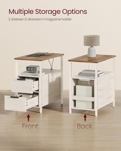 <span class=keywords><strong>Table</strong></span> d'appoint <span class=keywords><strong>de</strong></span> style farmhouse avec station <span class=keywords><strong>de</strong></span> charge, <span class=keywords><strong>table</strong></span> <span class=keywords><strong>de</strong></span> <span class=keywords><strong>chevet</strong></span> fine à 2 tiroirs pour entrée ou salon étroit - Product Image 5