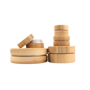 Barattolo Cosmetico in Alluminio con Coperchio in Legno di Bambù per Pomata per Capelli, Vendita all'Ingrosso ABJ--017C - Product Image 1