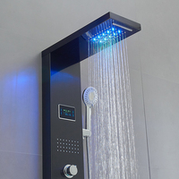 Cascade Spa Jets Douche Intelligente Panneau Mural Panneau De Douche Led Pluie Système De Salle De Bains Panneau De Douche Colonne Tours En Acier Inoxydable 304