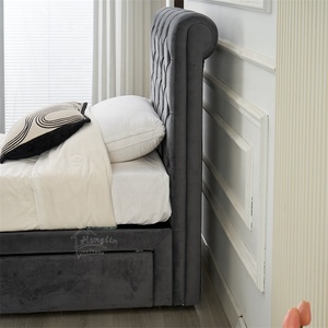 Struttura <span class=keywords><strong>Letto</strong></span> <span class=keywords><strong>Singolo</strong></span> con <span class=keywords><strong>Cassetti</strong></span> Contenitore, Morbido Rivestimento Imbottito e Testiera Trapuntata dal Design Contemporaneo - Product Image 6