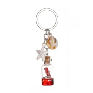 Cute Accessory Backpack Charm Dreamy Ocean Theme Wish Bottle Message Bottle Starfish and Seashell Glass Keychain