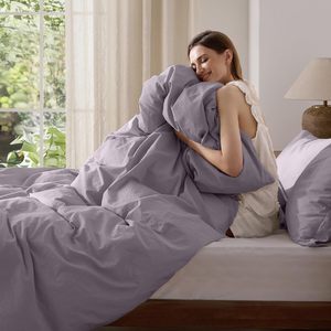 Ultra Soft 100% Cotton 3 Piece Duvet Cover Set <strong>Lavender</strong> Luxury <strong>Bedding</strong> For Modern Bedroom - Product Image 4