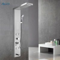 Robinet de douche de luxe en acier inoxydable 304 avec écran LED numérique, système de douche en cascade, ensemble de mitigeur de douche, panneau de douche