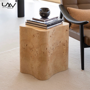 Estilo de diseñador Villa Sala de estar Accent Sofá Mesa auxiliar Dormitorio de hotel Muebles de mesa de esquina de lujo de madera - Product Image 4