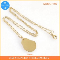 Plaque Personnalisée Forme Acier Inoxydable Texte Gravé Collier Femme Couleur Or
