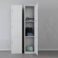 Armoire de rangement en acier gris clair pour dortoir, armoire à vêtements pas chère à 3 portes, casier en fer pour le personnel scolaire