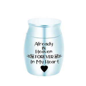 Petite urne de crémation en acier inoxydable, gravure d'ailes, cœur commémoratif, animal de compagnie, cendres humaines, chien, chat, souvenir, pot-pour toujours dans mon cœur - Product Image 1