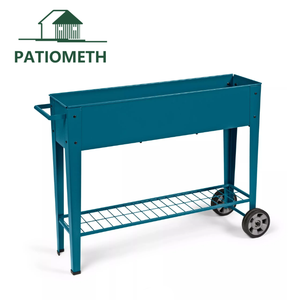 <span class=keywords><strong>Jardinière</strong></span> <span class=keywords><strong>sur</strong></span>élevée en métal à montage facile <span class=keywords><strong>sur</strong></span> <span class=keywords><strong>roulettes</strong></span>, bac à plantes mobile pour légumes et fleurs, structure extérieure durable et étanche - Product Image 6