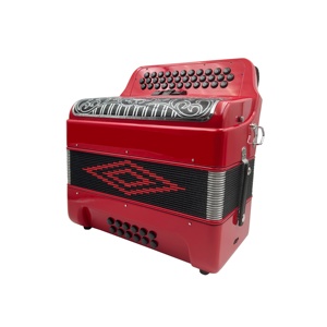 Fisarmonica Professionale SEASOUND JB3412C Rossa, 34 Tasti, 12 Bassi, 3 Registri, Diatonica, Copertura in Celluloide, Portatile, Griglia Nera e Argento - Product Image 5