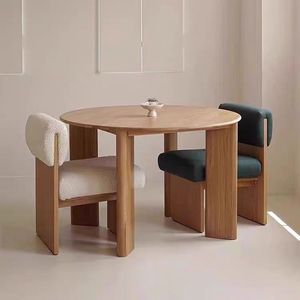 Nordic <b>Solid</b> <b>Wood</b> Round Dining <b>Table</b> Stable Design For Small Apartments And Offices - Product Image 1