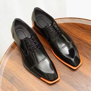 Chaussures Oxford en cuir faites à la main pour hommes, à bout fermé, à enfiler, imperméables, pour le travail - Product Image 1