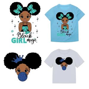 חמוד שחור הילדה אפריו תיקונים ברזל על העברת עבור בגדי אפליקציות העברת חום DIY מדבקות עבור חולצה שמלת ברזל תיקון - Product Image 6