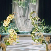 Cerceau doré moderne colonne support de fleurs arche de mariage en métal ornement de table couronne présentoir/carton pour décorations de douche de bébé