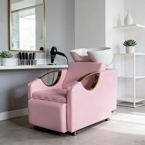 Sillón Lavacabezas Rosa para Salón de Belleza, Unidad de Lavado de Cabello para Peluquería - Product Image 1