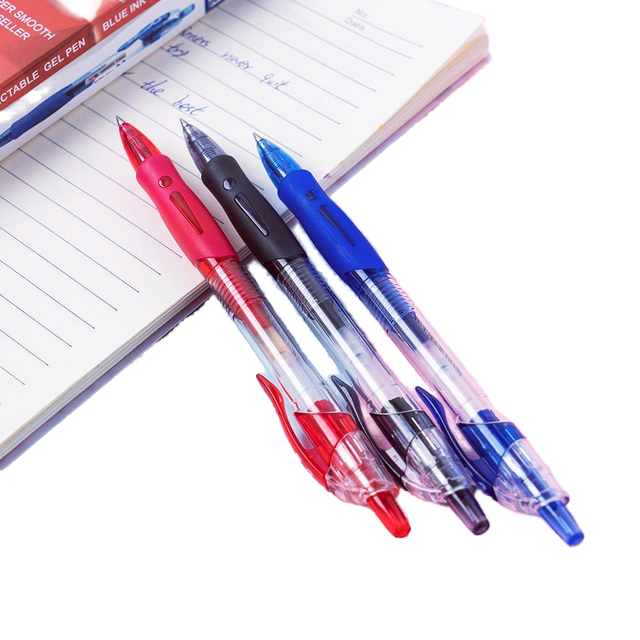 M&G Hot Selling 0.5mm Custom Gel School Pens Promotional Ergonomic Rubber Grip Bullet Tip Retractable Pens Blue/Red Comfortable