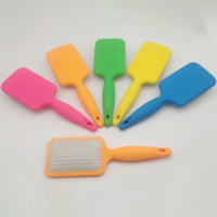 Brosse à cheveux carrée à coussin d'air, couleur néon vif, pour usage domestique et professionnel, démêlante et coiffante, personnalisable pour la coiffure