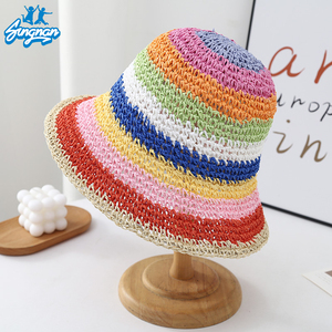 Summer Sun <strong>Cheap</strong> Beach Straw <strong>Hats</strong> Sun protection Korean Style <strong>Bucket</strong> <strong>Hat</strong> Custom Women Knit Fisherman rainbow Beach Western <strong>Hat</strong> - Product Image 5