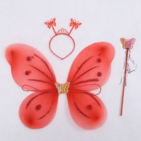 Accessoire de costume à thème pour enfants : Ensemble ailes de fée, bandeau et baguette magique en nylon, idéal pour mariage, Noël, fête, séance photo