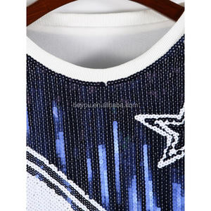 <span class=keywords><strong>Top</strong></span> da <span class=keywords><strong>Donna</strong></span> Dallas Cowboy con <span class=keywords><strong>Paillettes</strong></span>, Stile Hip Hop, T-Shirt a Righe con <span class=keywords><strong>Paillettes</strong></span>, Jersey Punk, Mini Abito Lungo per Ragazze - Product Image 3