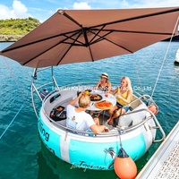 Bateau Panga en fibre de verre à fond transparent, en polyéthylène rotomoulé, pour 8 personnes, bateaux donut BBQ en HDPE à vendre, bateau en plastique polyéthylène
