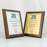 Plaque de certification en bois avec impression personnalisée, plaqué or et argent, pour trophées et récompenses d'entreprise