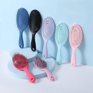 Diskon besar-besaran 5 warna kustom bantal plastik pegangan nyaman sikat rambut basah dan kering anti kusut - Product Image 1