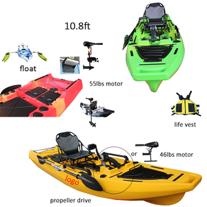 12.5ft 1person Propeller Drive Kayak HDPE <b>Plastic</b> Hull Trolling Motor Engine Single Person Fishing Boat - Product Image 2