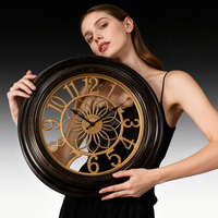 Horloge murale squelette antique en quartz silencieuse de luxe dorée de 23 pouces pour la décoration de la maison, du salon, de la chambre à coucher et du bureau
