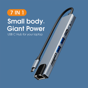 7 في 1 <span class=keywords><strong>USB</strong></span> Hub 3.0 الألومنيوم 100 150mbps RJ45 4K HDTV SD TF PD 100W شحن نوع C مهايئ توزيع محمول محطة الإرساء <span class=keywords><strong>Usb</strong></span> محاور - Product Image 4