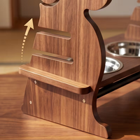 Mangeoire surélevée pour chien à hauteur réglable, support pour gamelle de chien, 2 distributeurs de nourriture amovibles en bois