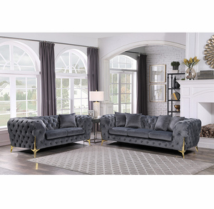 نوفا فاخر مخملي معتم طقم أرائك تشيسترفيلد 2 بحر منجد لغرفة المعيشة - Product Image 2