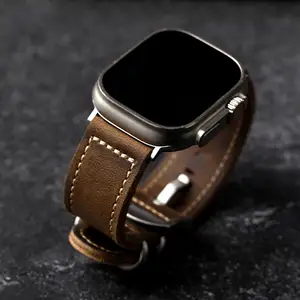 Handgefertigtes hochwertiges echtes Ledermaterial Punk-Stil-Smart-Watch-Band für Apple Watch Armband