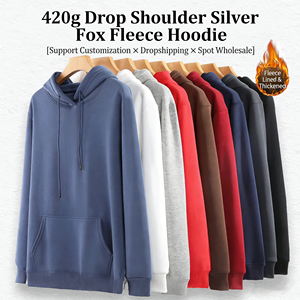 <span class=keywords><strong>Felpa</strong></span> con <span class=keywords><strong>Cappuccio</strong></span> Raglan in <span class=keywords><strong>Pelliccia</strong></span> di Volpe Argentata Pesante 420g per Autunno e Inverno, Giacca con <span class=keywords><strong>Cappuccio</strong></span> Unisex Ispessita e Ampia in Tinta Unita. - Product Image 3