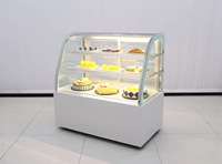 Vitrine à mini-gâteaux de boulangerie moderne avec éclairage LED, porte coulissante en verre et refroidissement par ventilateur