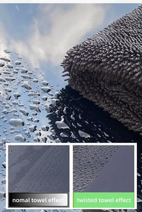 Serviette de lavage de voiture en microfibre tissée double face en velours corail, écologique, douce, à séchage rapide, forte absorption d'eau, pour la maison - Product Image 2