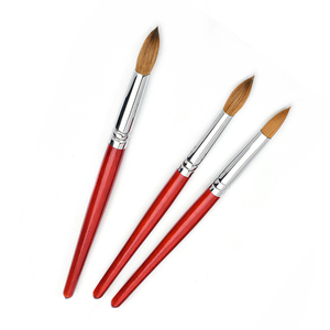 Pinceau à ongles en acrylique 100% Kolinsky à manche en bois rouge, marque privée, plusieurs tailles, poils de zibeline, pour manucure en salon - Product Image 2
