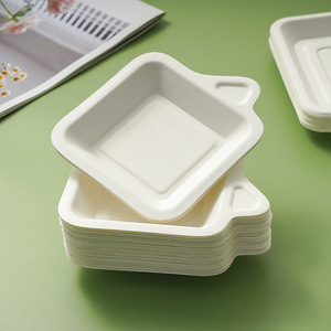 Assiettes en papier rectangulaires jetables épaisses de qualité alimentaire (sûres pour le contact alimentaire) pour la cuisson de collations - Product Image 6