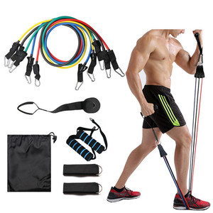 Exercise Fitness Workout Tube Full Door Anchor High Quality 11pcs Resistance Bands Tube Set