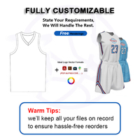 Ensemble de maillots de basketball sublimés réversibles personnalisés 180 GSM, uniforme double face épais blanc et bleu pour tenue d'équipe universitaire et matchs