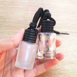 Gran oferta, 12ML, Perfume esmerilado para coche, botella vacía, contenedor de vidrio, cubierta de madera negra, forma de cilindro de cuerda, difusor de ambientador - Product Image 2