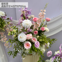 Meilleure vente arrangement floral rose violet fleur artificielle en soie toile de fond pour la décoration de fête de mariage