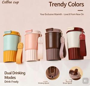 Double Wall Vacuum Insulated Travel Mug 12oz Coffee <b>Cup</b> Leak Proof Lanyard Stainless Steel Water Bottle for Home Office Outdoor - Product Image 1