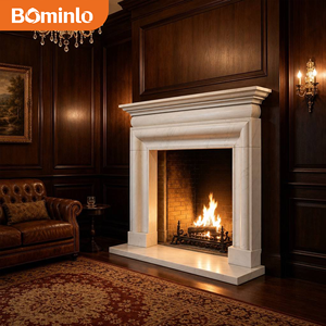 Cornice per Caminetto <span class=keywords><strong>in</strong></span> Marmo Bianco Simmetrico con Modanatura a Livelli <span class=keywords><strong>e</strong></span> Design a Pilastro Massiccio per Studio, Biblioteca, Sala Formale, Villa - Product Image 3