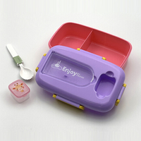 Boîte à bento japonaise à 2 compartiments Boîte à lunch et condiments en plastique sans BPA avec couvercles pour emballage alimentaire