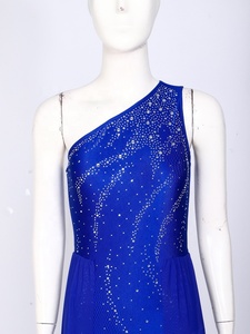 Vestido de Danza Lírica para Mujer, de un Solo Hombro, con Pedrería en el Corpiño, Falda Larga Transparente con Abertura Alta, Traje de Danza Contemporánea - Product Image 3
