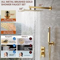 Ensemble de robinetterie de douche murale moderne avec mitigeur en céramique, pommeau de douche pluie de 10 pouces, douchette à main et kit de finition avec tuyau de 59 pouces pour usage hôtelier