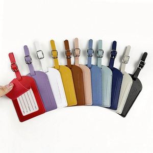 Custom Logo Luxury Business Gift Soft Leather Name Luggage <b>Tags</b> with Buckle-Water Resistant Travel <b>Suitcase</b> <b>Tags</b> - Product Image 1