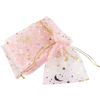 Petites pochettes en organza colorées à cordon pour bonbons, cadeaux, fêtes, mariages, Saint-Valentin, bijoux, motifs lune et étoile