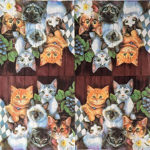 ผ้าเช็ดปากกระดาษค็อกเทลตกแต่ง3ชั้นลายแมวสัตว์เลี้ยงสำหรับปาร์ตี้วันหยุดงานปาร์ตี้ - Product Image 2